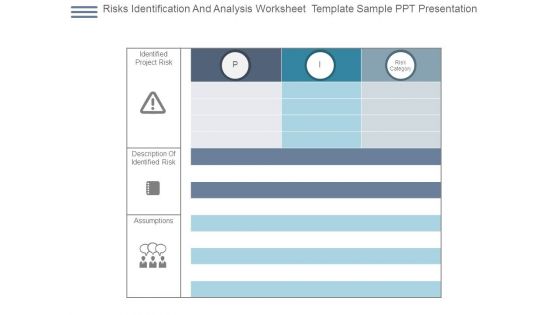 Risks Identification And Analysis Worksheet Template Sample Ppt Presentation