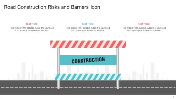 Road Construction Risks And Barriers Icon Ppt PowerPoint Presentation File Summary PDF