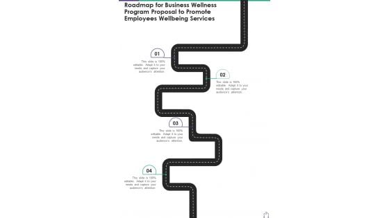 Roadmap Business Wellness Program Proposal Promote Employees One Pager Sample Example Document