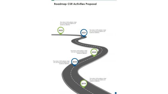 Roadmap CSR Activities Proposal One Pager Sample Example Document Roadmap CSR Activities Proposal One Pager Sample Example Document
