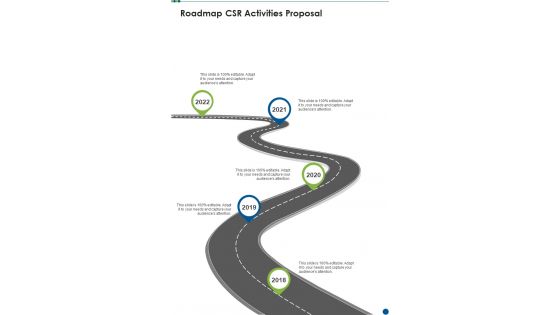 Roadmap CSR Activities Proposal One Pager Sample Example Document