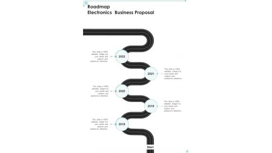 Roadmap Electronics Business Proposal One Pager Sample Example Document