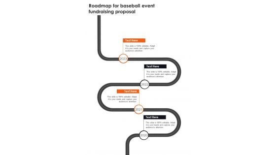 Roadmap For Baseball Event Fundraising Proposal One Pager Sample Example Document