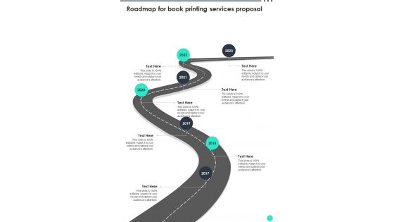 Roadmap For Book Printing Services Proposal One Pager Sample Example Document