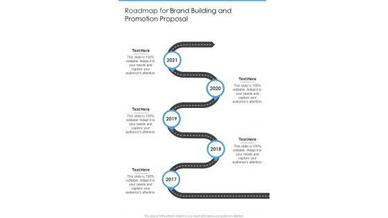 Roadmap For Brand Building And Promotion Proposal One Pager Sample Example Document