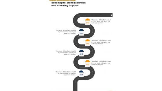 Roadmap For Brand Expansion And Marketing Proposal One Pager Sample Example Document Roadmap For Brand Expansion And Marketing Proposal One Pager Sample Example Document