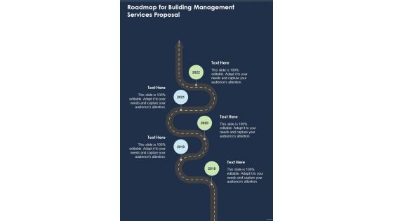 Roadmap For Building Management Services Proposal One Pager Sample Example Document Roadmap For Building Management Services Proposal One Pager Sample Example Document