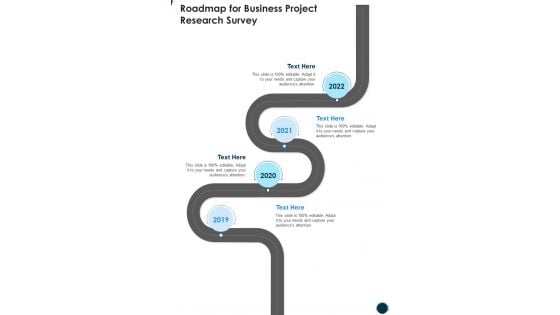 Roadmap For Business Project Research Survey One Pager Sample Example Document