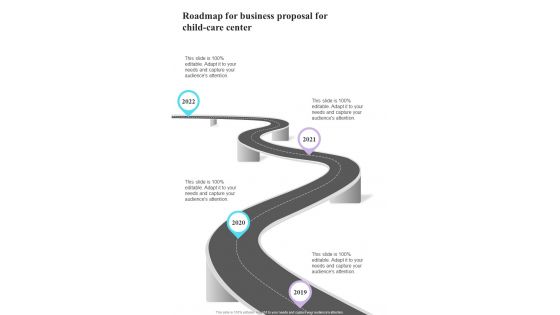 Roadmap For Business Proposal For Child Care Center One Pager Sample Example Document Roadmap For Business Proposal For Child Care Center One Pager Sample Example Document