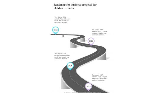 Roadmap For Business Proposal For Child Care Center One Pager Sample Example Document