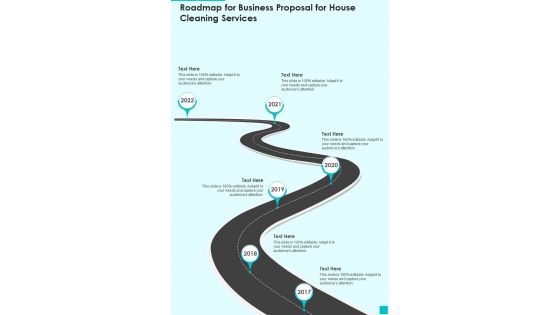 Roadmap For Business Proposal For House Cleaning Services One Pager Sample Example Document