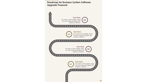 Roadmap For Business System Software Upgrade Proposal One Pager Sample Example Document Roadmap For Business System Software Upgrade Proposal One Pager Sample Example Document