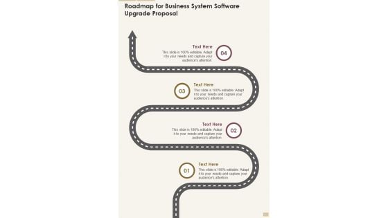 Roadmap For Business System Software Upgrade Proposal One Pager Sample Example Document