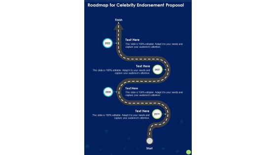 Roadmap For Celebrity Endorsement Proposal One Pager Sample Example Document Roadmap For Celebrity Endorsement Proposal One Pager Sample Example Document