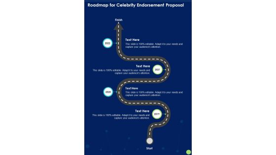 Roadmap For Celebrity Endorsement Proposal One Pager Sample Example Document