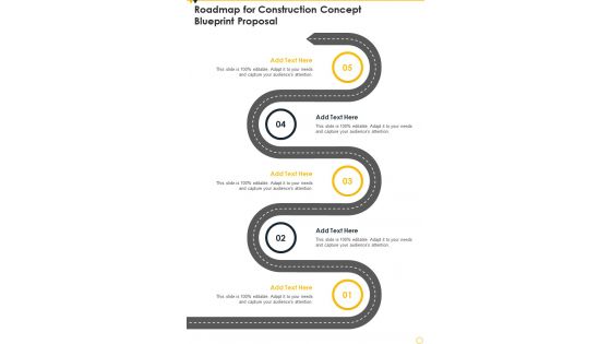 Roadmap For Construction Concept Blueprint Proposal One Pager Sample Example Document Roadmap For Construction Concept Blueprint Proposal One Pager Sample Example Document