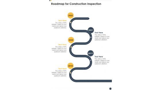 Roadmap For Construction Inspection One Pager Sample Example Document