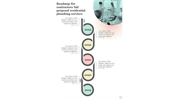 Roadmap For Contractors Bid Proposal Residential Plumbing Services One Pager Sample Example Document