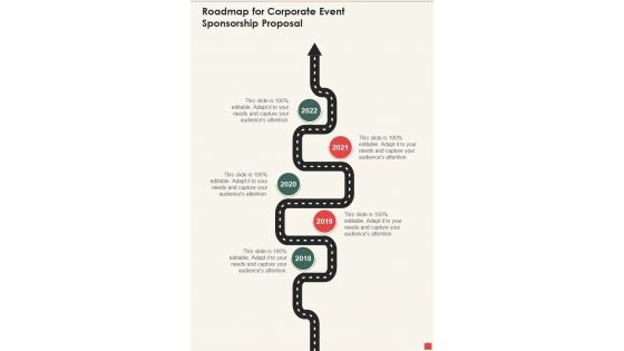 Roadmap For Corporate Event Sponsorship Proposal One Pager Sample Example Document Roadmap For Corporate Event Sponsorship Proposal One Pager Sample Example Document