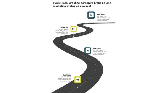 Roadmap For Creating Corporate Branding And Marketing Strategies Proposal One Pager Sample Example Document