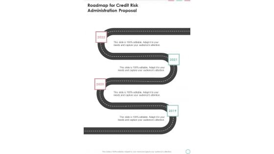 Roadmap For Credit Risk Administration Proposal One Pager Sample Example Document