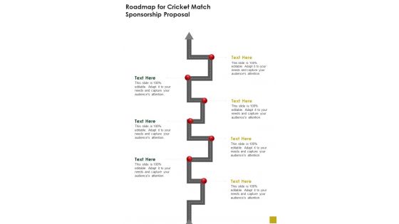 Roadmap For Cricket Match Sponsorship Proposal One Pager Sample Example Document Roadmap For Cricket Match Sponsorship Proposal One Pager Sample Example Document