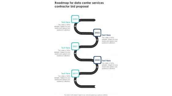 Roadmap For Data Center Services Contractor Bid Proposal One Pager Sample Example Document Roadmap For Data Center Services Contractor Bid Proposal One Pager Sample Example Document