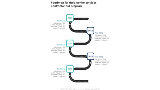 Roadmap For Data Center Services Contractor Bid Proposal One Pager Sample Example Document