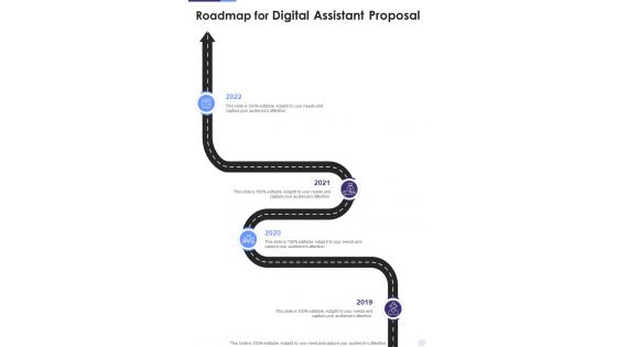 Roadmap For Digital Assistant Proposal One Pager Sample Example Document Roadmap For Digital Assistant Proposal One Pager Sample Example Document