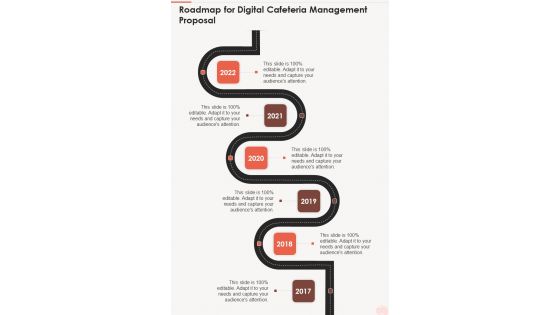 Roadmap For Digital Cafeteria Management Proposal One Pager Sample Example Document