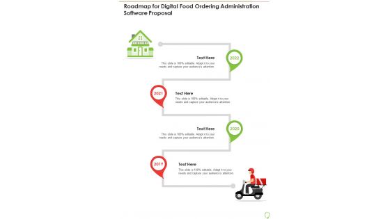 Roadmap For Digital Food Ordering Administration Software Proposal One Pager Sample Example Document