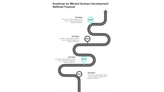 Roadmap For Efficient Business Development Methods Proposal One Pager Sample Example Document