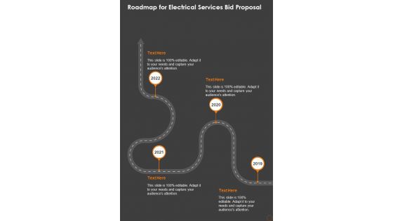 Roadmap For Electrical Services Bid Proposal One Pager Sample Example Document