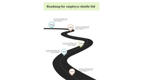 Roadmap For Employee Shuttle Bid One Pager Sample Example Document