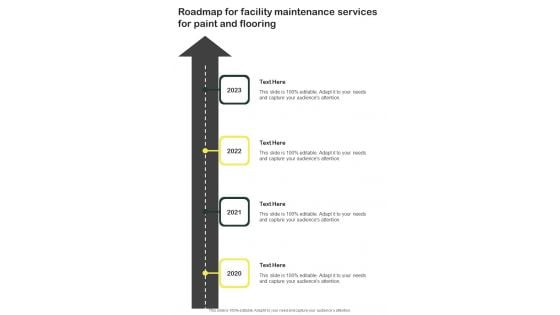 Roadmap For Facility Maintenance Services For Paint And Flooring One Pager Sample Example Document