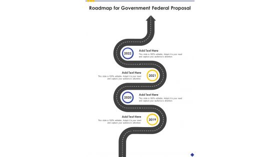 Roadmap For Government Federal Proposal One Pager Sample Example Document