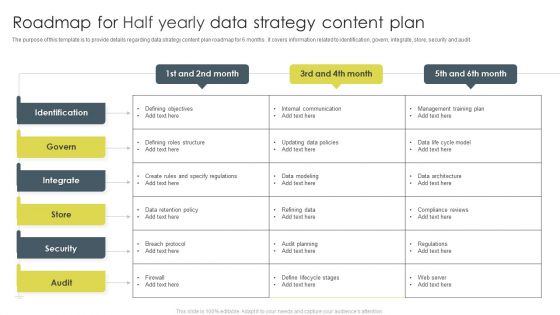 Roadmap For Half Yearly Data Strategy Content Plan Ppt Professional Background PDF