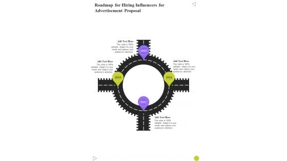 Roadmap For Hiring Influencers For Advertisement Proposal One Pager Sample Example Document Roadmap For Hiring Influencers For Advertisement Proposal One Pager Sample Example Document