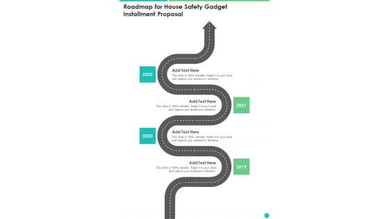 Roadmap For House Safety Gadget Installment Proposal One Pager Sample Example Document Roadmap For House Safety Gadget Installment Proposal One Pager Sample Example Document