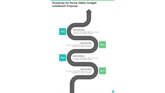 Roadmap For House Safety Gadget Installment Proposal One Pager Sample Example Document