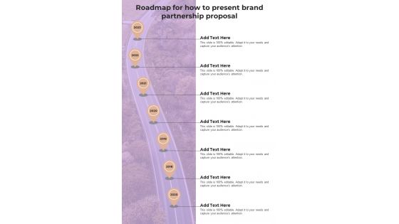Roadmap For How To Present Brand Partnership Proposal One Pager Sample Example Document Roadmap For How To Present Brand Partnership Proposal One Pager Sample Example Document