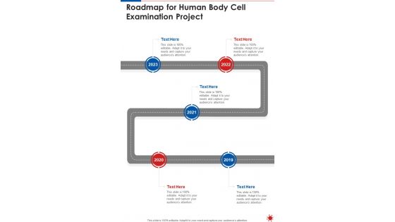 Roadmap For Human Body Cell Examination Project One Pager Sample Example Document