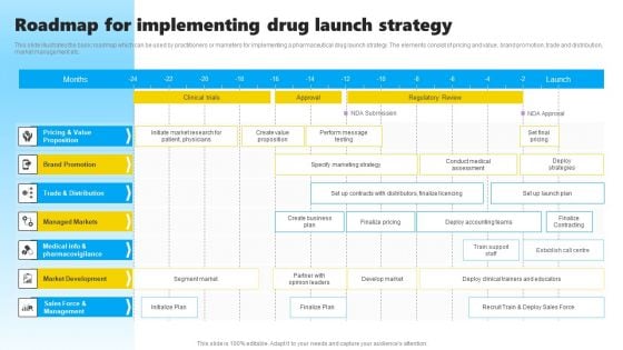 Roadmap For Implementing Drug Launch Strategy Portrait PDF