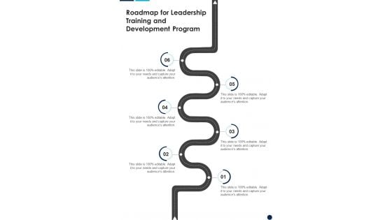 Roadmap For Leadership Training And Development Program One Pager Sample Example Document