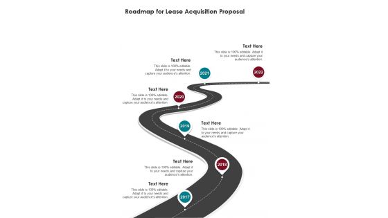 Roadmap For Lease Acquisition Proposal One Pager Sample Example Document Roadmap For Lease Acquisition Proposal One Pager Sample Example Document