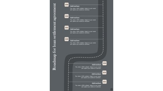 Roadmap For Loan Settlement Agreement One Pager Sample Example Document Roadmap For Loan Settlement Agreement One Pager Sample Example Document