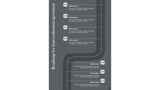 Roadmap For Loan Settlement Agreement One Pager Sample Example Document