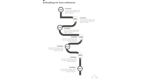 Roadmap For Loan Settlement One Pager Sample Example Document