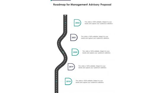 Roadmap For Management Advisory Proposal One Pager Sample Example Document Roadmap For Management Advisory Proposal One Pager Sample Example Document