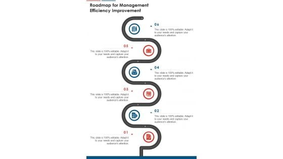 Roadmap For Management Efficiency Improvement One Pager Sample Example Document